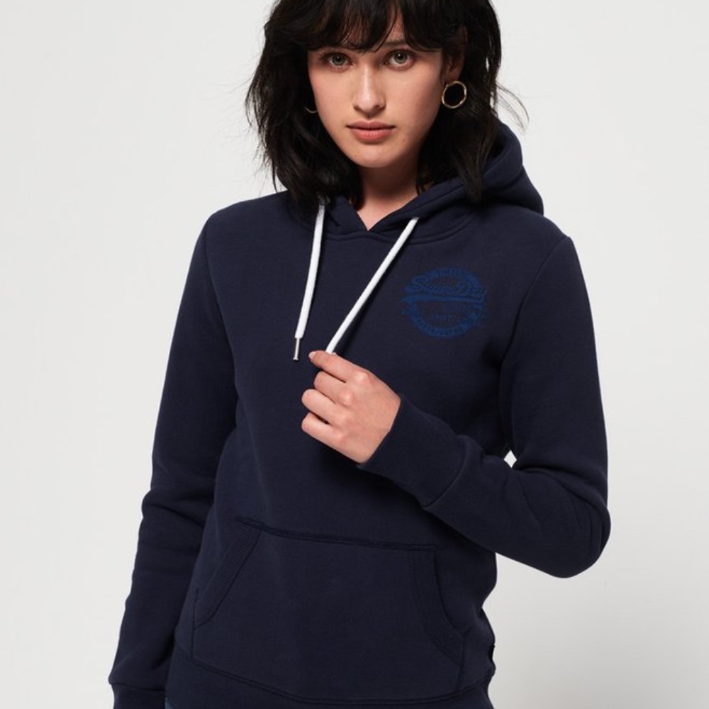 Superdry Women's Vintage Logo Heritage Hoodie - Blue Size 6 - Picture 3 of 10